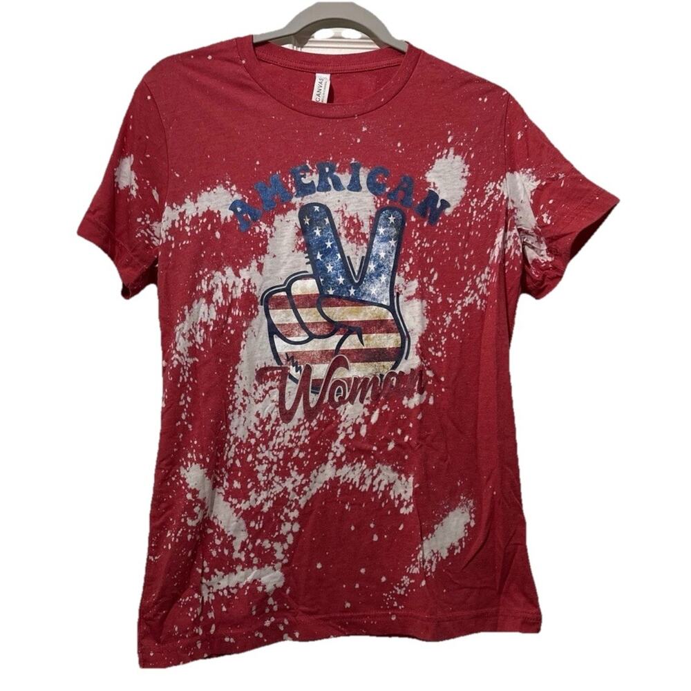 American Woman Peace Bleach T-Shirt Size Medium Patriotic USA